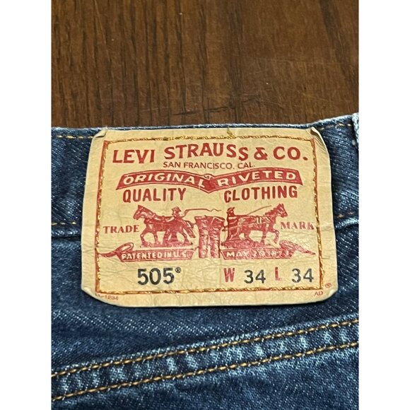 Levi's 505 Medium Wash Regular Fit Men's 34 X 34 Denim Jeans - Picture 6 of 9